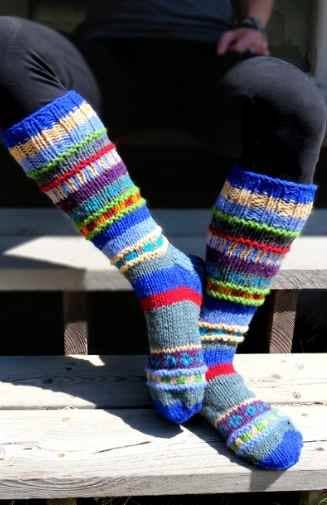 Highly Patterned Wool Knit Socks