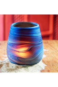 Candleholder Phoenician Glass 3Dx4 Blue/