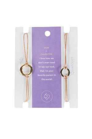 Bracelets Mom/Daughter Set/2 On Card Tan