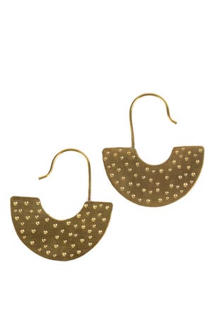 Earrings dotted half circle padava brass 1.5L br