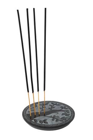 Incense Holder Tree Etched Stone 4D Blac