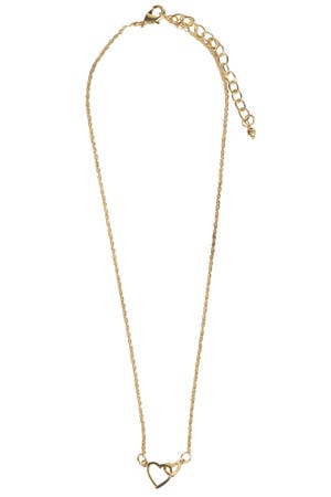 Necklace linked hearts fine chain brass 19L gold