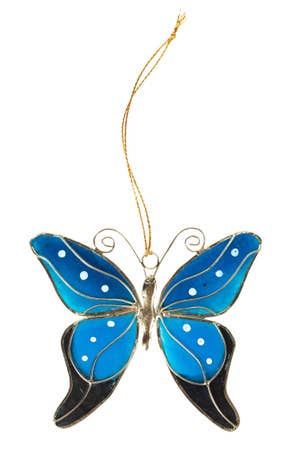 Ornament Butterfly Capiz 3.25Wx3H Blue/B