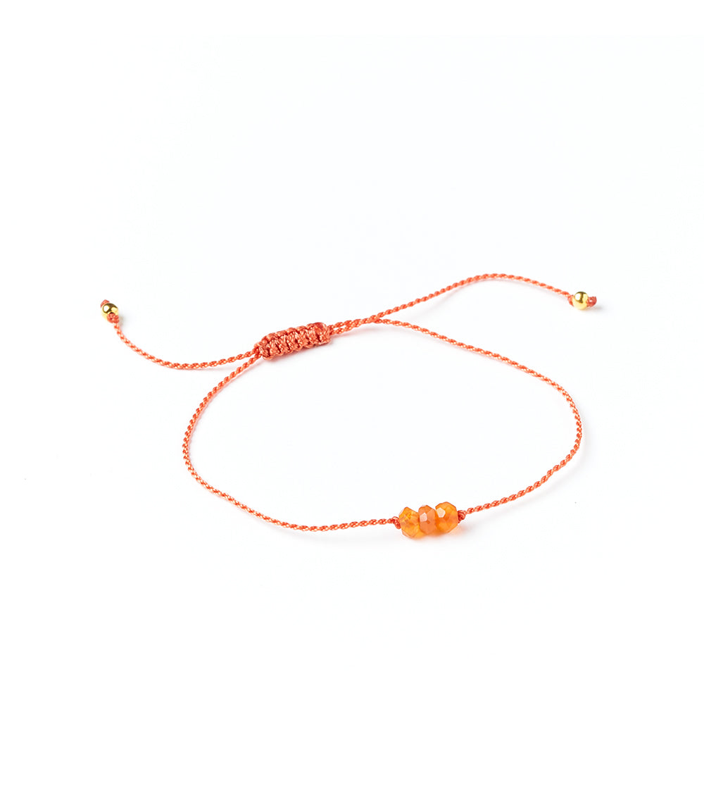 Indali Carnelian Crystal Thread Bracelet - Orange Semi Precious Stone
