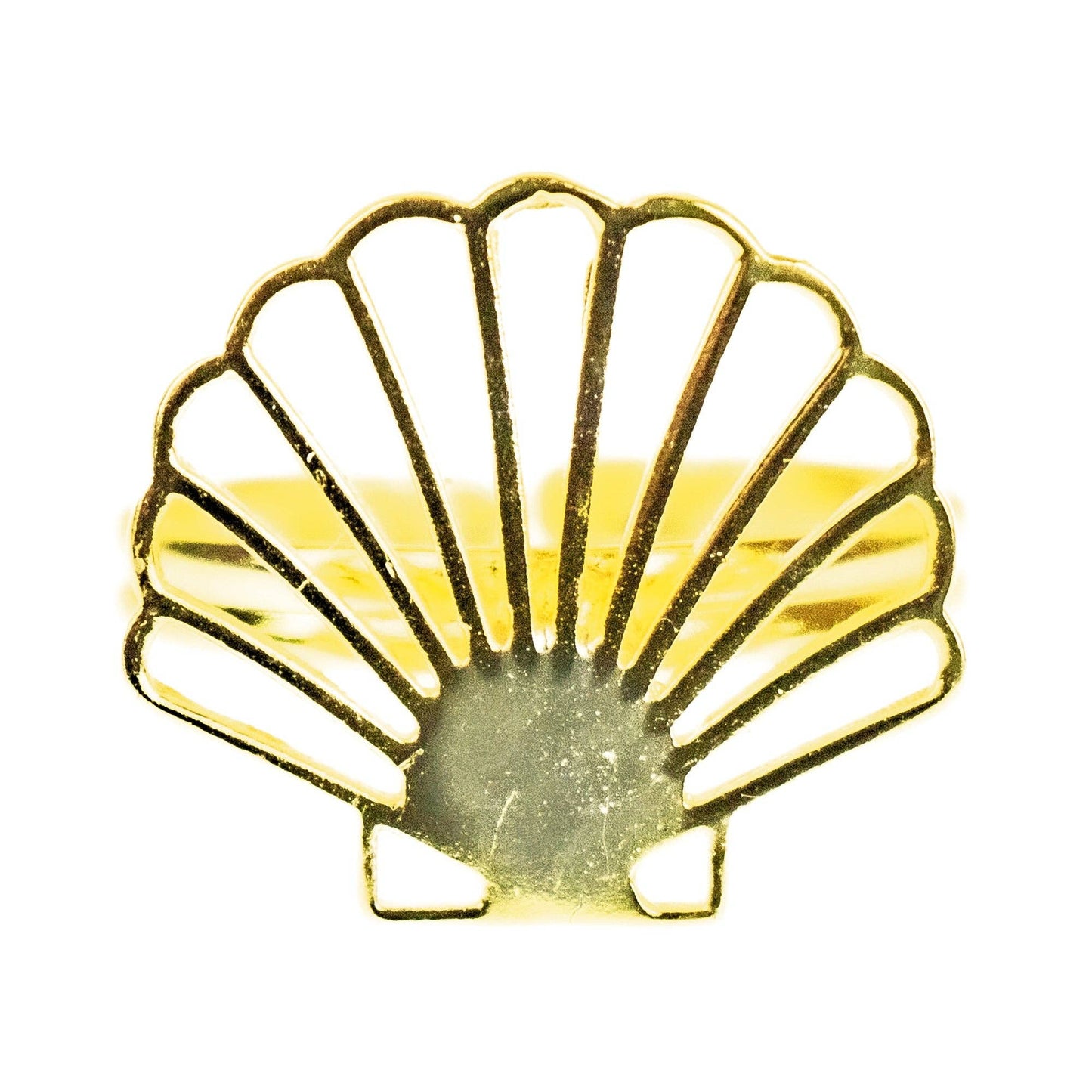 Shell Design Adjustable Brass Ring, Golden Hue SINGLE m/3 INV 1=3