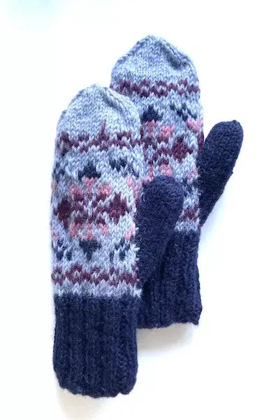 Wool Knit Nordic Design Mitten, fleece lined