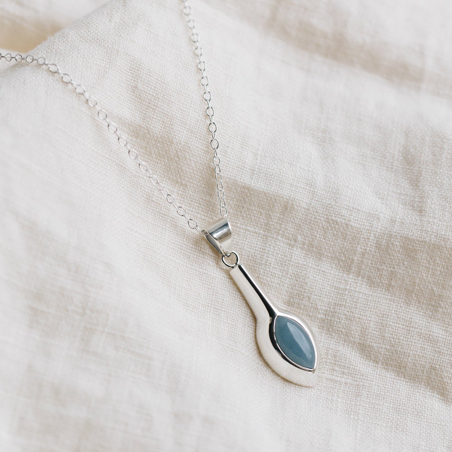 Celestial Silver Marquise Pendant Necklace