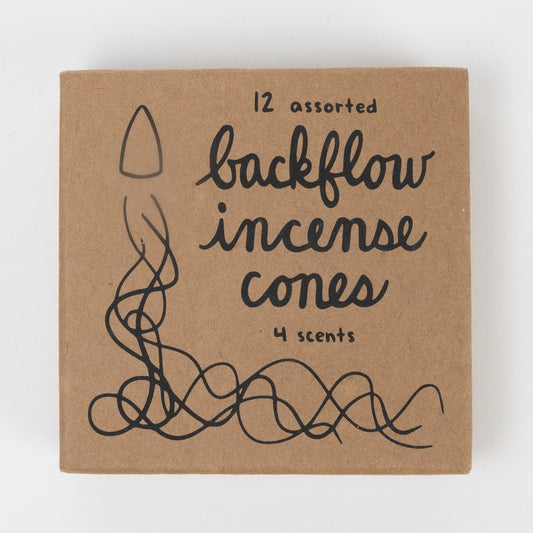 Incense backflow cones set/12 w/box 4x4 brown