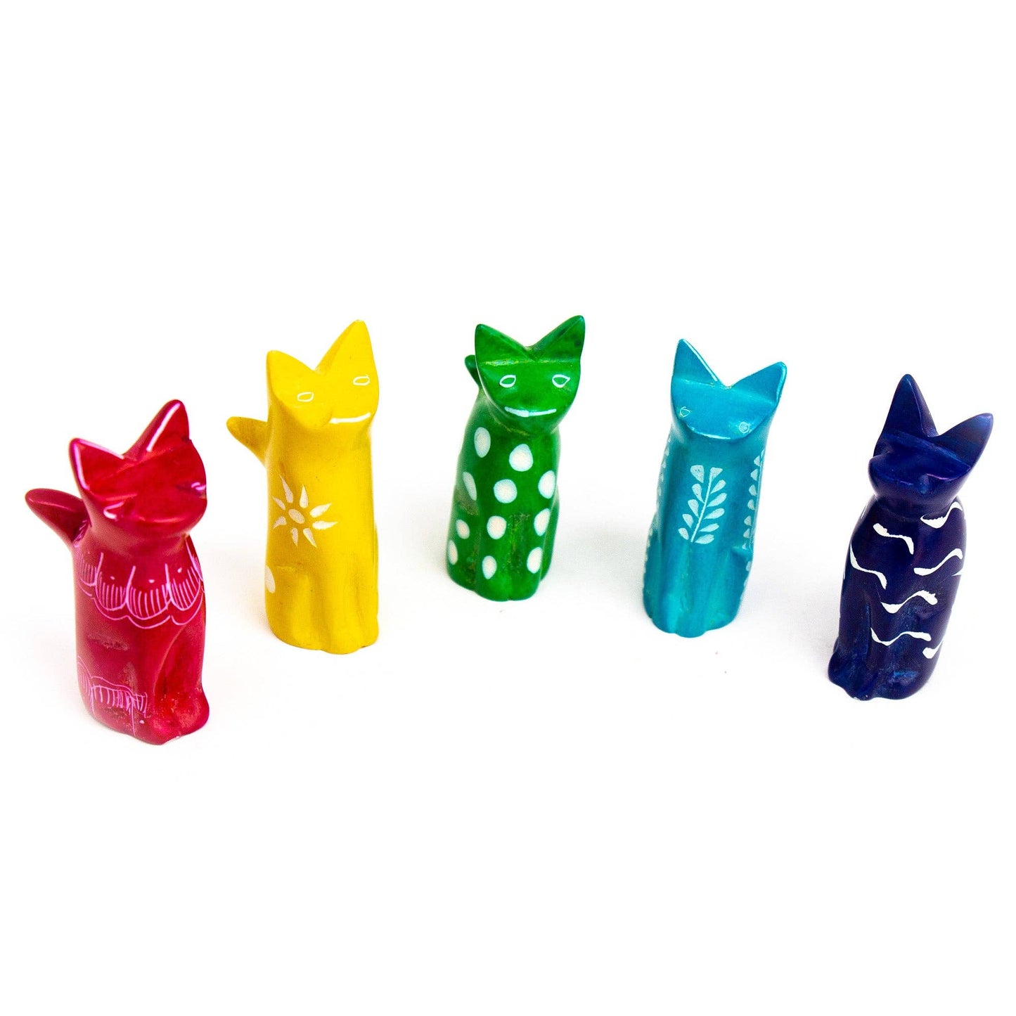 SINGLE m/5  Soapstone Sitting Cats Sculptures - Mini - Assorted Colors