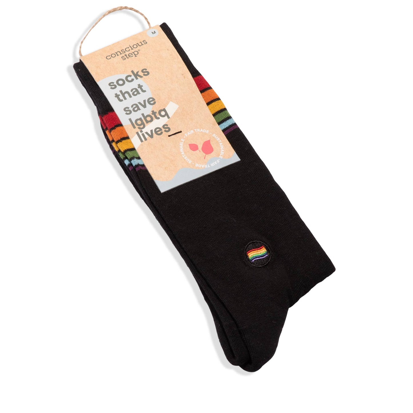 Socks that Save LGBTQ Lives (Classic Rainbow Stripe): Small