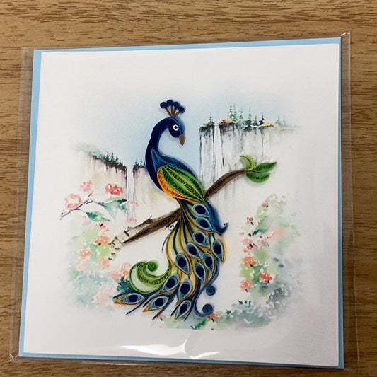 Quilling Card Posing Peacock