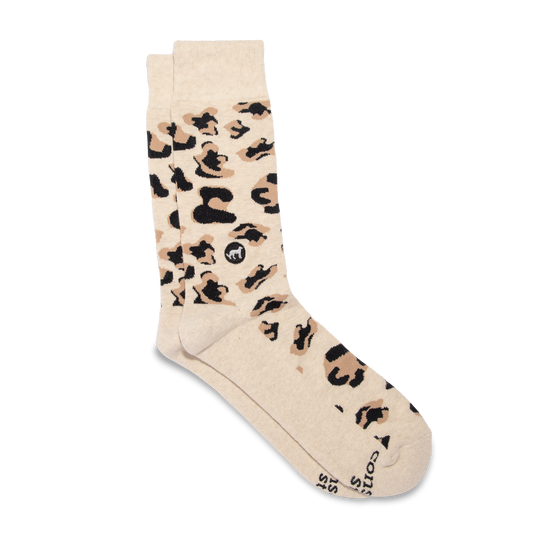 Socks that Protect Wildlife (Beige Leopard Print): Medium