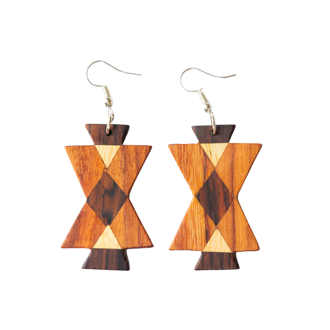 Hourglass Wood Earrings