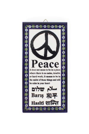 Wall Hanging Peace Ceramic 3Wx6 Navy/White