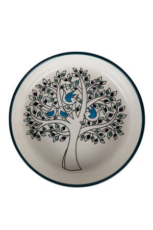 Bowl Lg Olive Tree/Birds Ceramic 13Dx2.5H Cr