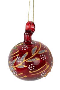 Ornament ball firelight handblown glass 2.5D red