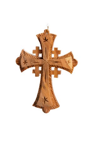 Ornament Cross Olive Wood 4L Natural