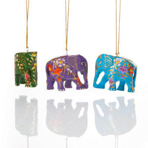 Kashmiri Elephant Ornaments - Set of 3