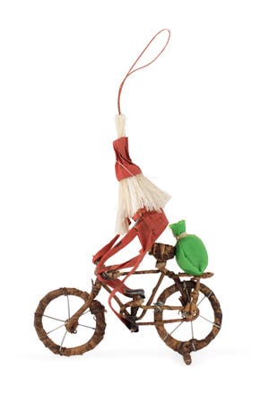 Ornament Santa On Bike Banana Fiber/Pape