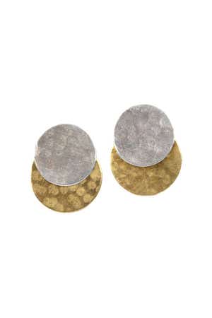 Earrings Post Double Disc .5D Brass/Silver
