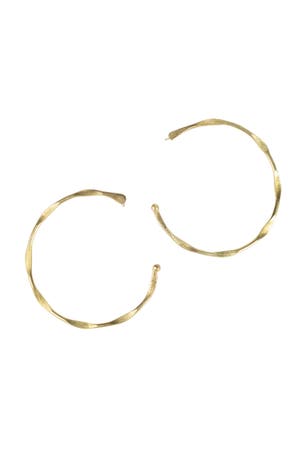 Earrings Post Open Hoop Metal 2D Brass