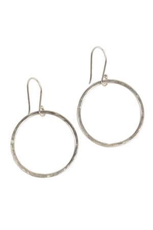 Earrings Single Hoop Hammered Metal 1.25