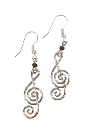 Earrings Treble Clef Silver-Plated Copper 2L S