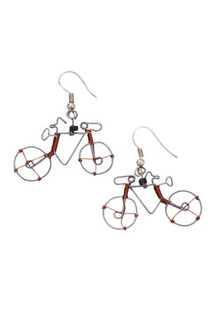 Earrings Bike Wr/Beads 1.5L Silver/Copper