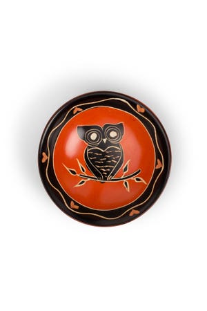 Bowl Owl On Branch M/3 Kisii 3D Orange/B
