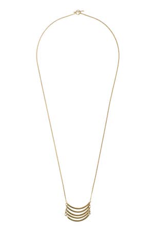 Necklace Curved Stacked Bars Pend Brass