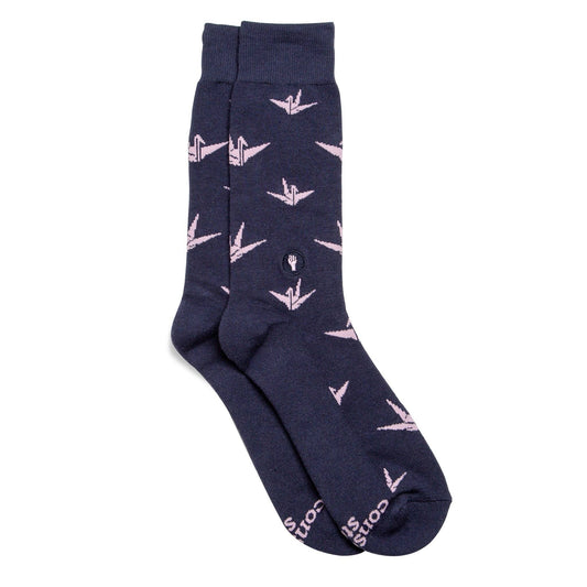 Socks that Fight for Equality (Navy Cranes): Medium