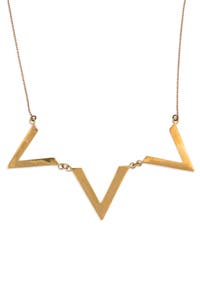 Necklace 3 Open Triangles W/Box Brass 1