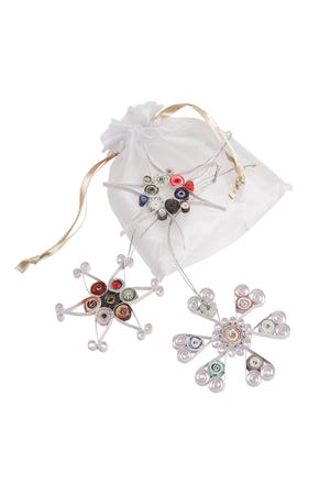 Ornament Snowflake S/3 W/Bag Quilled Paper