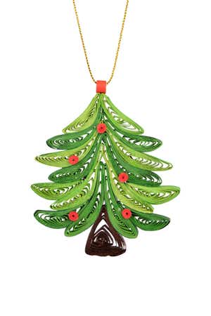 Ornament Tree/Bulbs M/3 Quilled Paper 3.5H