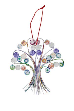 Ornament Tree M/3 Coiled Paper 4.5H Asst