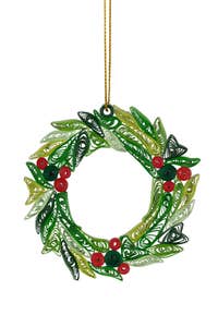 Ornament wreath M/3 quilled paper 3D grn/red