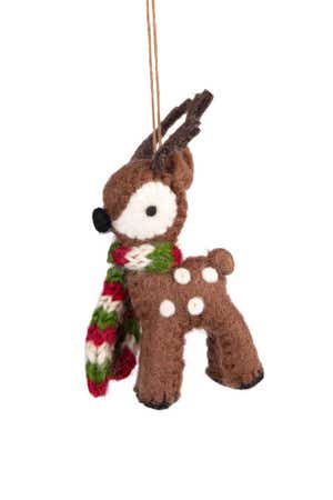 Ornament Deer W/Scarf Stuffed/Felt 4H Br