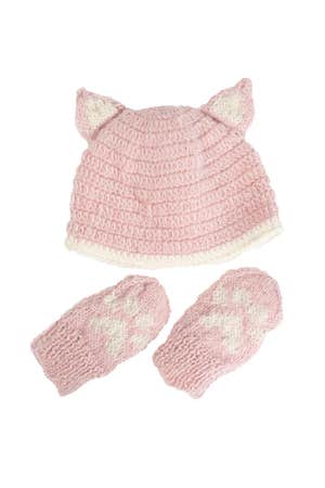 Mitten/Hat Set Cat Ears F/Toddler Lined