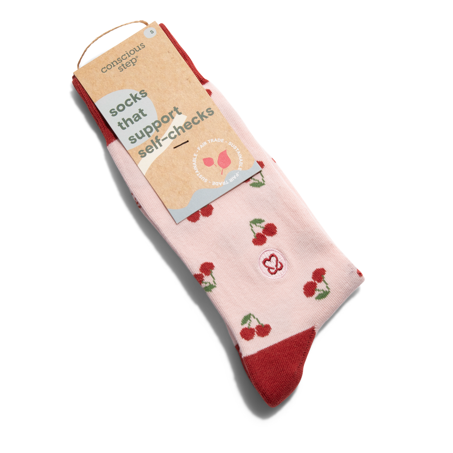 Socks that Support Self-Checks (Pink Cherries): Medium