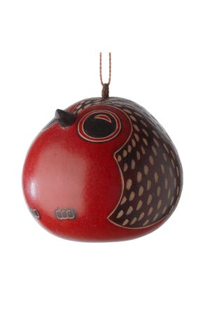 Ornament Owl Baby Gourd 2.5D Red/Black