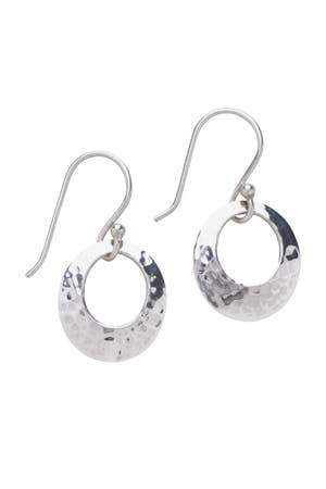 Earrings Hammered Hollow Disc Sterling 1.25
