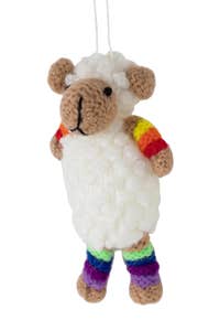 Ornament workout sheep M/3 yarn 4H white/rainbow