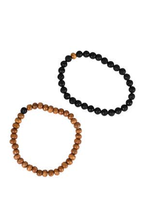 Bracelets To Share S/2 W/Card Lava Stone/W