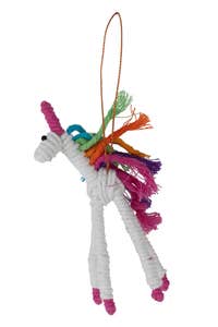 Ornament unicorn M/3 string/wire 3.5H wht/multi