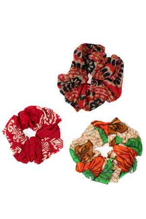 Hair Scrunchie Set/3 M/3 Recycled Sari C
