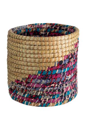 Basket Sari Wrapped Kaisi Grass 13Dx12H