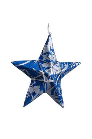 Ornament Star M/10 Paper 3D Blue/Silver
