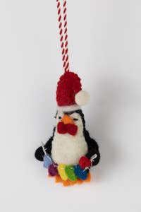 Ornament penguin w/light M/2 felt 4H wht/blk/multi