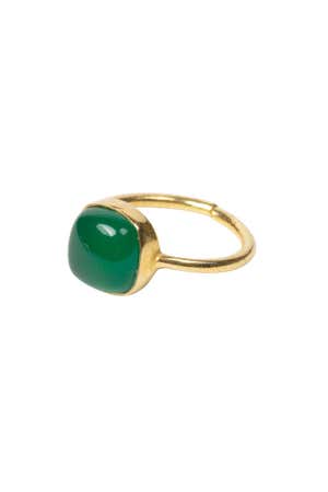 Ring Green Onyx/Brass Adj Green/Gold