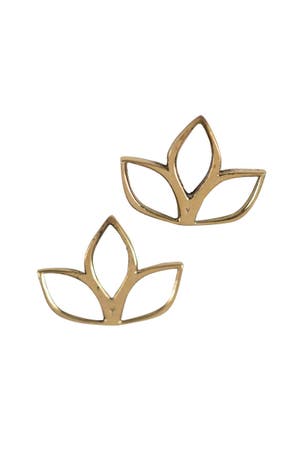 Earrings Post 3 Petals Brass .5D Gold Co
